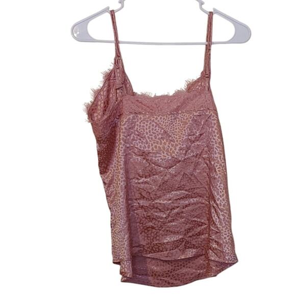 Entro Size Large Blouse Animal Print Pink Tank Blouse Polyester Shiny Metallic - Picture 2 of 10